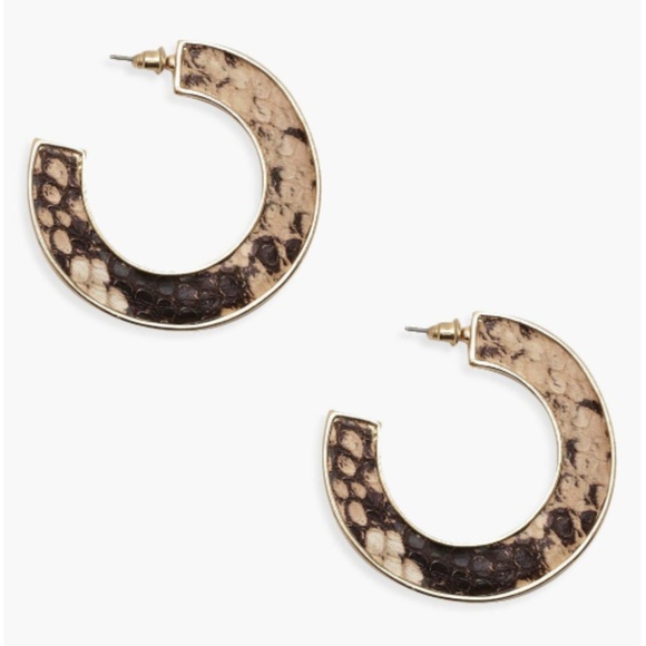 Jewelry - Snakeskin Chunky Hoop Earrings C Shape NEW!!